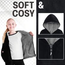 City Comfort Hoodie Fleece Zip Up Fluffy And Reversible Jacket - Black - View 4