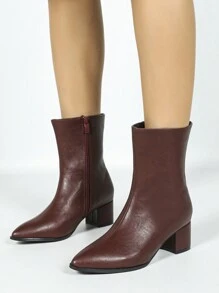 Women's Fashion Party Stiletto Heel Ankle Boots, Comfortable Elegant Pointed Toe Casual Wear, Wine Red