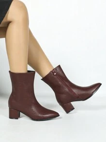 Women's Fashion Party Stiletto Heel Ankle Boots, Comfortable Elegant Pointed Toe Casual Wear, Wine Red