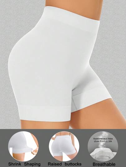 Pantalones cortos de ciclismo con cintura ancha de unicolor, bragas sin costuras y suaves tipo hipster, adecuados para combinar con faldas, pantalones cortos ajustados, semitransparentes