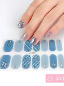 1 张 16 片美甲全覆盖贴纸渐变闪光猫眼粘性滑块 DIY 指甲油美甲贴纸贴花 - 彩色 - 查看 33