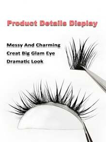 Rikuaild 64 Clusters D Curl Wet Look Clusters Lashes Manga DIY Messy Dramatic Wispy Thick Cosplay Lashes - D - 查看 4