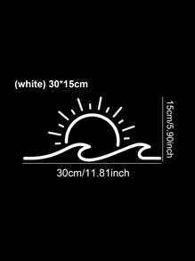 1pc White 30*15cm Sun Wave Car Window Bumper Sticker, Suitable For Car Window, Laptop, Bicycle, Cute Sun Flower Decor For Rearview Mirror, Car Accessories, Vinyl Sticker, DIY Waterproof Decoration - White - View 8