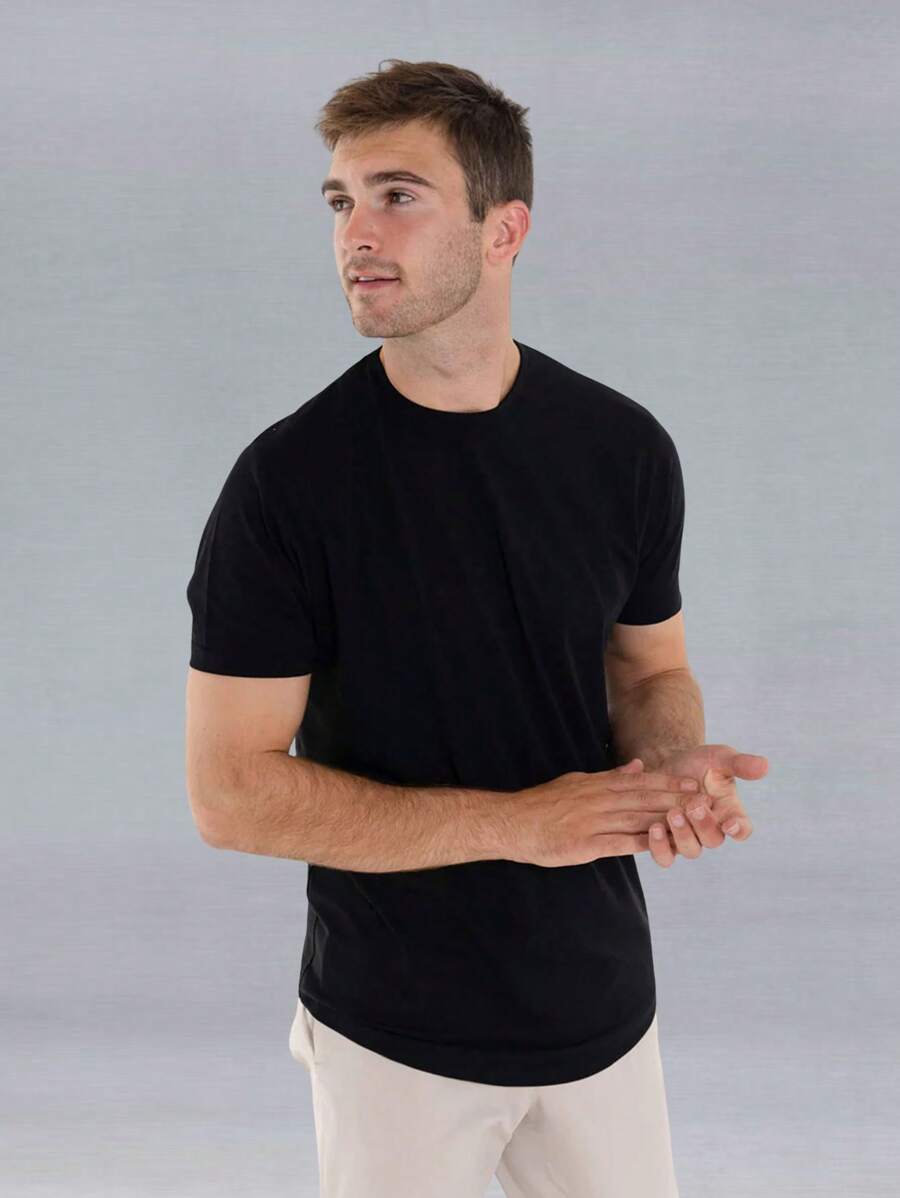 Technological T-Shirt Modal Basic Men's T-Shirt Anti-Odor Wrinkle-Free - Black - View 1
