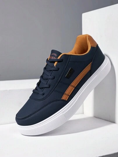 Men's Casual Lace-Up Sports Sneakers For Running, Skateboarding, All Season, Ideal For Jeans Sports Matching