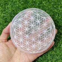 1PC 10CM Natural Crystal Selenite Slice Slab Sun Moon White Gypsum Charging Plate Cleansing Tree Of Life Energy Stone Meditation Divination Fengshui