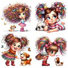 1 pak vintage cartoon mooie meisjesstickers, creatieve decoratieve handgemaakte stickers voor doe-het-zelf, scrapbooking, dagboek, fotoalbum, schoolbenodigdheden