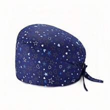 1 pieza Gorra de enfermera con estampado de paisaje y dibujos animados, hecha de poliéster, adecuada para médicos, enfermeras, salones de belleza, clínicas veterinarias, se puede usar en todas las estaciones para protección antibacteriana y contra el polvo - Multicolor - Ver 15