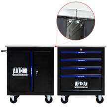 Double-Door Clapboard Multi-Function Tool Cart, Black+Blue - Black+Blue - View 5