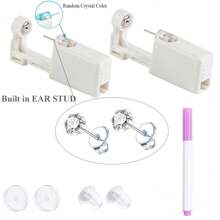 2 Packs Ear Piercing Kit,Disposable Ear Piercing Gun With Built In Cubic Zirconia Ear Stud, At Home Self Ear Piercer Kit - White - View 14