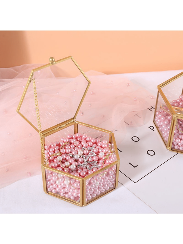 Glass Jewelry Storage Box, Engagement Ring Box, Vintage Jewelry Box, Nordic Transparent Geometric Design Jewelry Storage Box Bedroom, Valentine's Day Gift, Christmas Gift