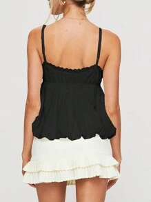 Women Y2k Crop Tank Top Low Cut Sleeveless Cami Top V Neck Spaghetti Strap Camisoles Summer Going Out Top - Black - View 3