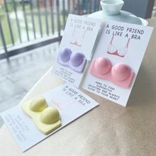 10/5/1pc Inspiring Encouragement Card: Good Friends Are Like Bras - Perfect For New Year's, Carnival, Thanksgiving, Graduation, Christmas, Halloween, And Any Occasion - Resin Hug Card - Hot Pink - View 4