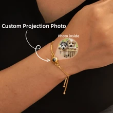 Customized Photo Projection Bracelet, Adjustable Stainless Steel Chain, DIY Photo Projection Bracelet, Charming New Year Gift - Multicolor 6 - View 1