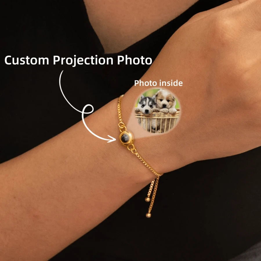 Customized Photo Projection Bracelet, Adjustable Stainless Steel Chain, DIY Photo Projection Bracelet, Charming New Year Gift - Multicolor 6 - View 1