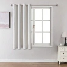 1pc/2pcs Optional Linen-Like Blackout Curtains, 100% Blackout Window Curtain Panels For Bedroom, Living Room, Dining Room, Thermal, Insulated, Water-Resistant, Home Theater Use With Eyelets - White - View 31