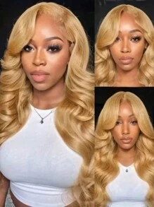 30 Inch Honey Blonde Wig Human Hair 13x6 Body Wave Honey Blonde Body Wave HD Lace Front Wig Human Hair 27#Colored Blonde Lace Frontal Wigs Human Hair Pre Plucked 180% Density Blonde Wig Human Hair - Gold - View 10