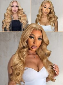 30 Inch Honey Blonde Wig Human Hair 13x6 Body Wave Honey Blonde Body Wave HD Lace Front Wig Human Hair 27#Colored Blonde Lace Frontal Wigs Human Hair Pre Plucked 180% Density Blonde Wig Human Hair - Gold - View 7
