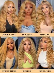 30 Inch Honey Blonde Wig Human Hair 13x6 Body Wave Honey Blonde Body Wave HD Lace Front Wig Human Hair 27#Colored Blonde Lace Frontal Wigs Human Hair Pre Plucked 180% Density Blonde Wig Human Hair - Gold - View 8