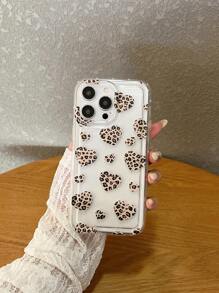 Leopard Print Heart Design Shockproof Phone Case With 1 Lanyard Strap, Compatible With Iphone 16 Pro Max, 15, 14, 13, 12, 11 Pro Max, XS Max, X, XR, 8, 7, Plus, Mini, Ideal As Birthday Gift For Girlfriend, Boyfriend Or Self-Use