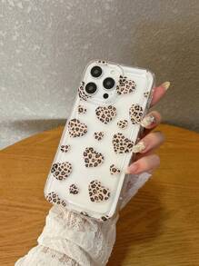 Leopard Print Heart Design Shockproof Phone Case With 1 Lanyard Strap, Compatible With Iphone 16 Pro Max, 15, 14, 13, 12, 11 Pro Max, XS Max, X, XR, 8, 7, Plus, Mini, Ideal As Birthday Gift For Girlfriend, Boyfriend Or Self-Use