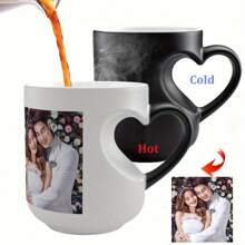 1-częściowy, personalizowany kubek do kawy z uchwytem w kształcie serca, kubek śniadaniowy, spersonalizowany kubek na Walentynki, kubek do mleka, kubek wielokrotnego użytku, prezent dla rodziny, przyjaciół, wysokiej jakości, stylowy, spersonalizowany, wyjątkowy, idealny prezent dla jej chłopaka, dziewczyny na Walentynki, na rocznice, na wesela, do salonu, do domu, do odświeżenia domu, wielofunkcyjny