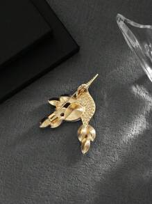 1pc Fashionable European & American Luxurious Crystal Studded Glass Bird Shaped Brooch, Couples Lovely Glamorous Accessory Pin For Clothes Bag Charm School