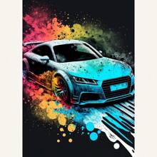 1 件墙面艺术海报可选框架彩色车辆海报帆布艺术流行涂鸦豪华汽车印刷壁画现代墙壁艺术挂画家居装饰无框流行
