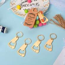 Bộ 5 dụng cụ mở nắp chai hình dấu chân bao gồm 5 dụng cụ mở nắp chai, 5 túi vải Organza và 5 thẻ cảm ơn dùng để trang trí tiệc sinh nhật, vật dụng làm quà lưu niệm cho khách, quà tặng tiết lộ giới tính - nhiều màu - Xem 6