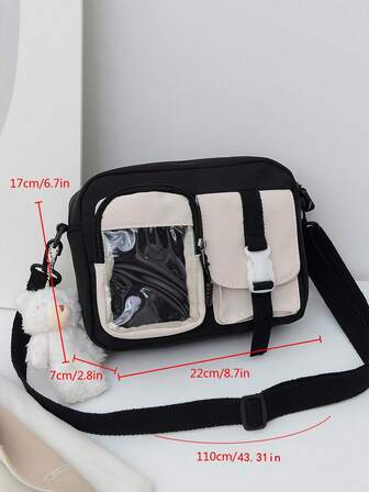 Colourblock Release Buckle Decor Square Bag