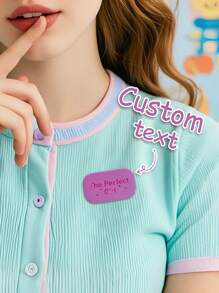 1pc Custom Text Pin Badge, Personalised Design Your Rectangle Enamel Pin, Customised Pin Badge, Personalised Shape Enamel Pin With Text, Bespoke, Resined Gift Stocking Stuffer, Filler, Secret Santa, School Shield, Prefect, Award, Letter Box Gift, Pocket Hug, Birthday Gift, Anniversary Gift, Memorial Gift, Gift For Girlfriend, Gift For Mom/Dad - Style-1 - View 2