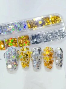 12 Grids Colorful Round Glitter For Nails, 12 Grids Colorful Glitter For Nails,DIY Nail Art At Home,Nails Salon ,Nail Suppliers, Christmas Nail, New Year,Festival Gifts - Multicolor - View 5