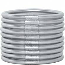 Bộ 10 chiếc vòng tay ống nhựa PVC màu hồng cánh sen và vàng đậm, họa tiết kim loại phun sơn, vòng tay thạch xếp chồng lên nhau trông rất dày dặn, dùng để dự tiệc - lá vàng giả - Xem 16