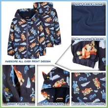 Bluey Raincoat Hood Waterproof Fleece Lined Coat Outdoor Rainwear Hooded Jacket - Multicolor - View 4