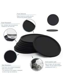 6 件 10 厘米圆形硅胶杯垫，防滑耐热，带 1 件塑料支架套装