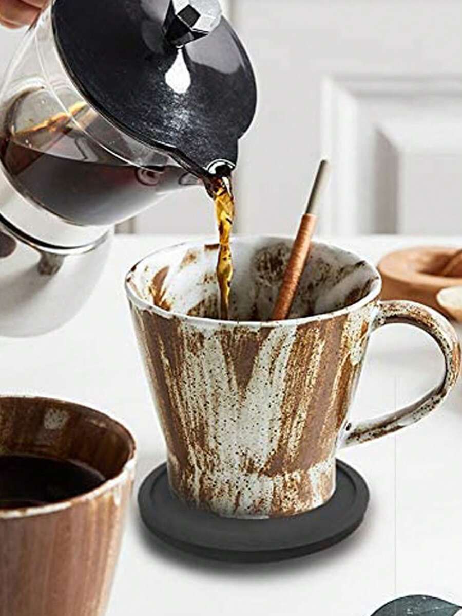 6 件 10 厘米圆形硅胶杯垫，防滑耐热，带 1 件塑料支架套装