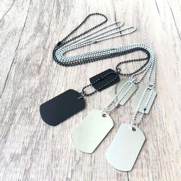 1pc Fashionable Metal Military Dog Tag Chain Necklace, Zinc Alloy Metal Pendant Necklace Suitable For Men, Casual Hiphop Style Gift Idea For Boyfriend