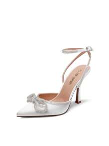 DREAM PAIRS Women's High Heels Destiny Closed Toe Strappy Heels Sexy Rhinestone Ankle Strap Pumps Wedding Bridal Party Dress Shoes - 白色 - 查看 1