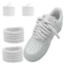 2 pares de cordones gruesos tejidos a mano de 8mm/5mm en unicolor - 8mm+5mm blanco - Ver 13