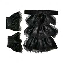 Set de jabot și manșete din satin cu volane, detașabil pentru adulți