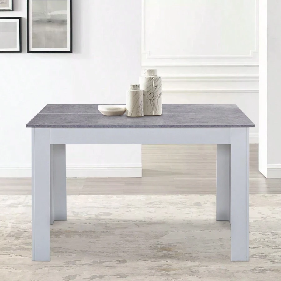 CLIPOP Wooden Dining Table Rectangle 4 Seater Kitchen Breakfast Table In White And Grey Finish Modern Kitchen Dining Room Furniture - Grey - View 1
