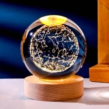 1pc Galaxy 3D Crystal Ball Lamp, Decorative Night Light, Size 6x7.5cm (2.36x2.95in), USB Powered, Suitable For Room, Bedroom, Yard, Camping, Bar, Restaurant, Birthday Party, Wedding, Christmas, Halloween And Other Occasions Valentine's Day