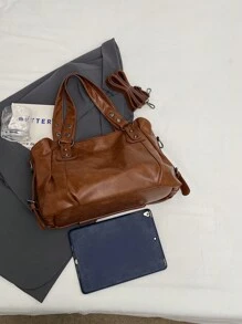 Retro & Minimalist Design Large Capacity Fashion Student/Work Commute Tote Bag