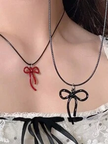 1 pieza Collar colgante decorado con lazo de moda, adecuado para uso diario de las mujeres
