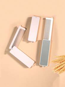 Gương gấp di động, gương trang điểm, gương trang điểm đa chức năng, lược chải tóc, lược, dụng cụ tạo kiểu tóc, sản phẩm và phụ kiện chăm sóc tóc, thích hợp cho tiệm cắt tóc, thẩm mỹ viện, đồ dùng du lịch, chuẩn bị cho năm học mới, du lịch và kỳ nghỉ, phụ kiện tóc nữ, bàn chải, lược chải tóc, lược chải viền tóc, lược, bàn chải gỡ rối, bàn chải tròn, bàn chải tóc mini - Màu Hồng baby - Xem 2
