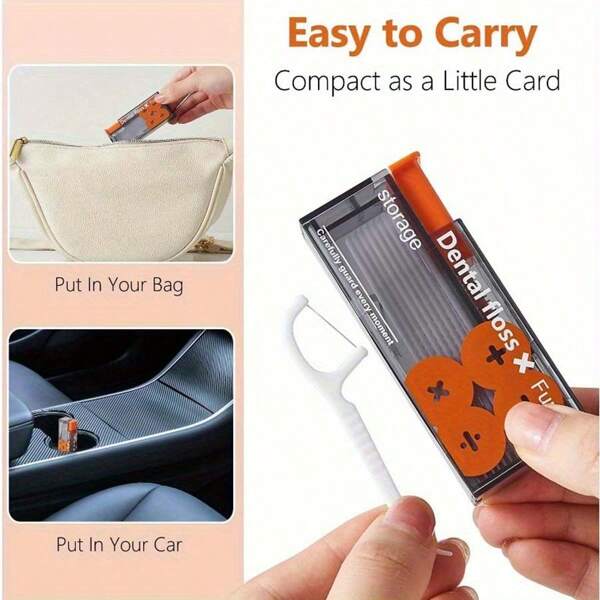 1 Pack, 1pc/2pcs Dental Floss Dispenser, More Portable Dental Floss & Toothpick Holder, 50pcs/100pcs Dental Floss Sticks For Adults