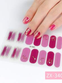 1 张 16 片美甲全覆盖贴纸渐变闪光猫眼粘性滑块 DIY 指甲油美甲贴纸贴花 - 彩色 - 查看 48