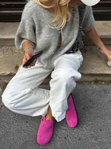 Women Summer Y2k Button Down Sweater Knitted Cropped Cardigan Shirt Blouse Short Sleeve Ribbed Knit Crop Top Open Front Knitwear Tops Lightweight Outwear Top Tee Shirt Going Out Knit Tops Pullover Tops Streetwear Fall Spring Clothes - 灰色 - 查看 5