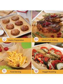 100/50pcs Greaseproof Baking Paper, Baking Sheet Air Fryer Liners, Non-Stick Greaseproof Pizza Sandwich Paper Food Wraps, Kitchen Gadgets For Cooking, Grilling, BBQ And Food Wrapping For BBQ, Picnic And Restaurant