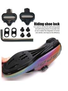 山地自行车鞋夹板套装，山地自行车夹板，自行车鞋夹板配件适用于 Shimano SPD SH51 - 彩色 - 查看 5